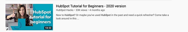 Tutorial video thumbnail example from HubSpot