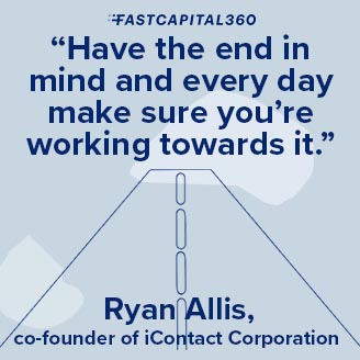 An image of a long road illustrates the small business quote that says to have the end in mind and work towards it.