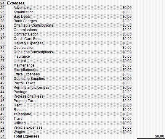 Excel expenses template