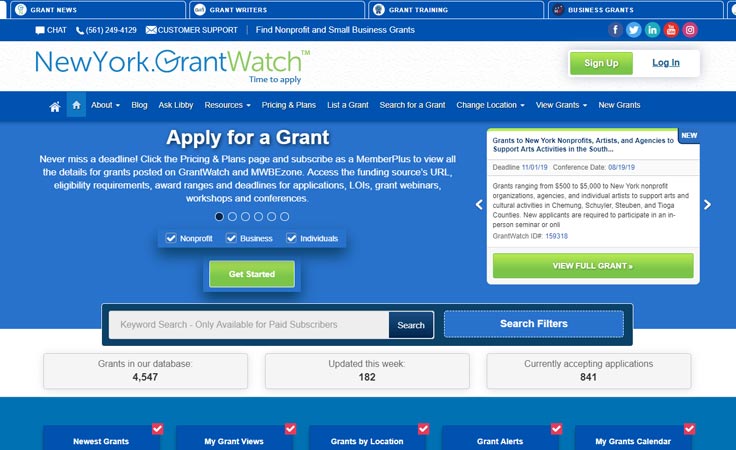 Applying for a grant online