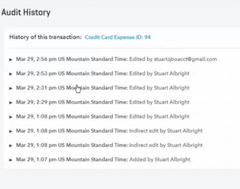 The audit history of a transaction that’s been flagged as a discrepancy.
