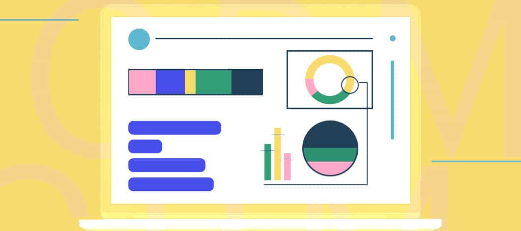 An illustration of a laptop screen with a report that shows different performance graphs.
