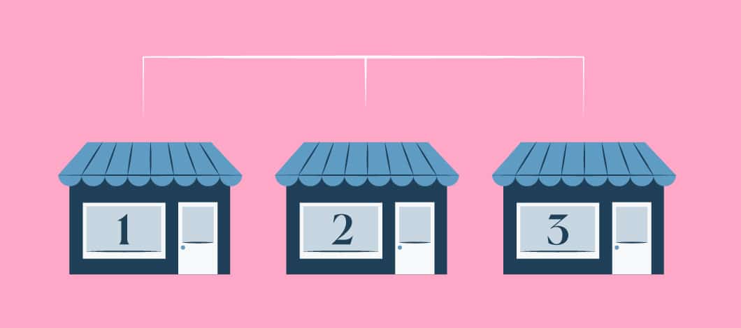 Three storefronts graphic