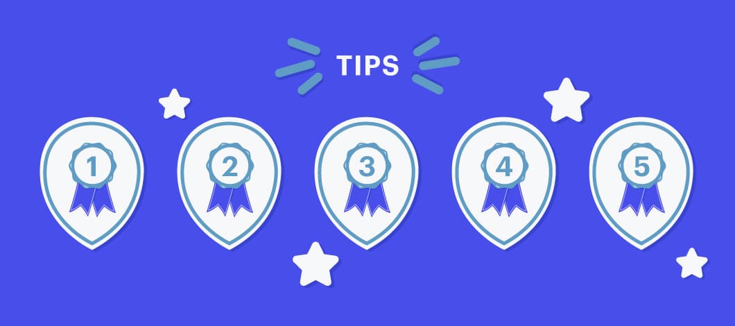 Tips graphic with multiple numbered ribbons