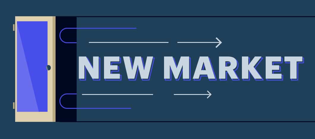New market text next to door