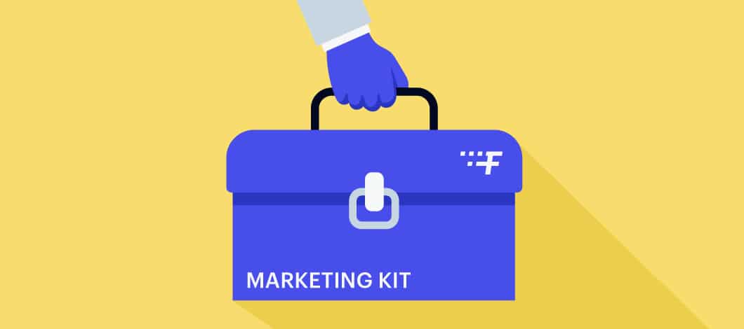 Person holding marketing kit toolbox