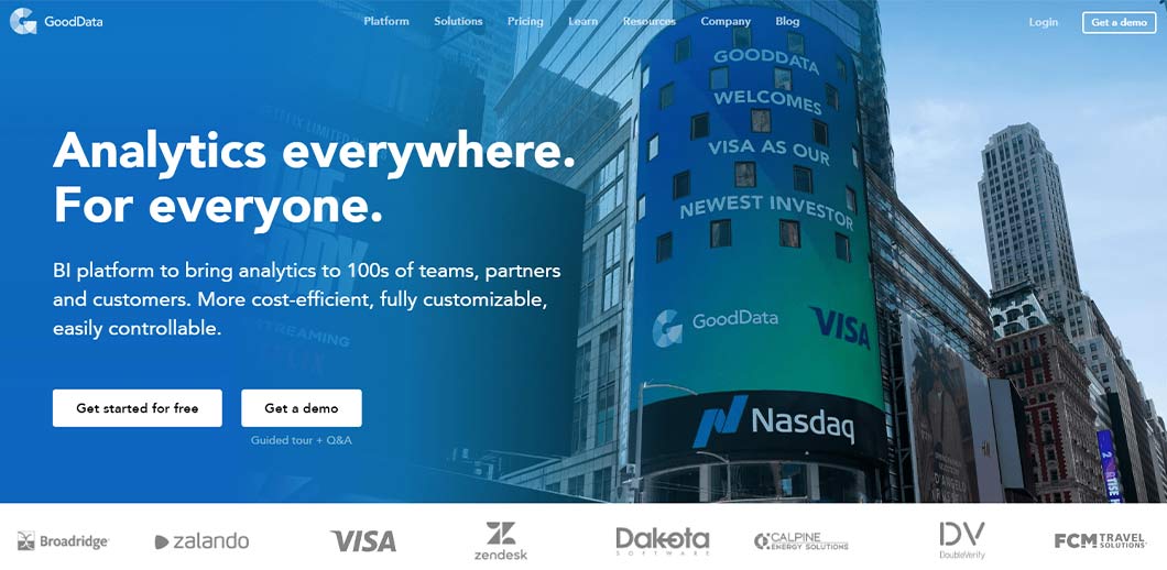 With GoodData, you can create visualizations and analysis based on your company’s internal and external data.