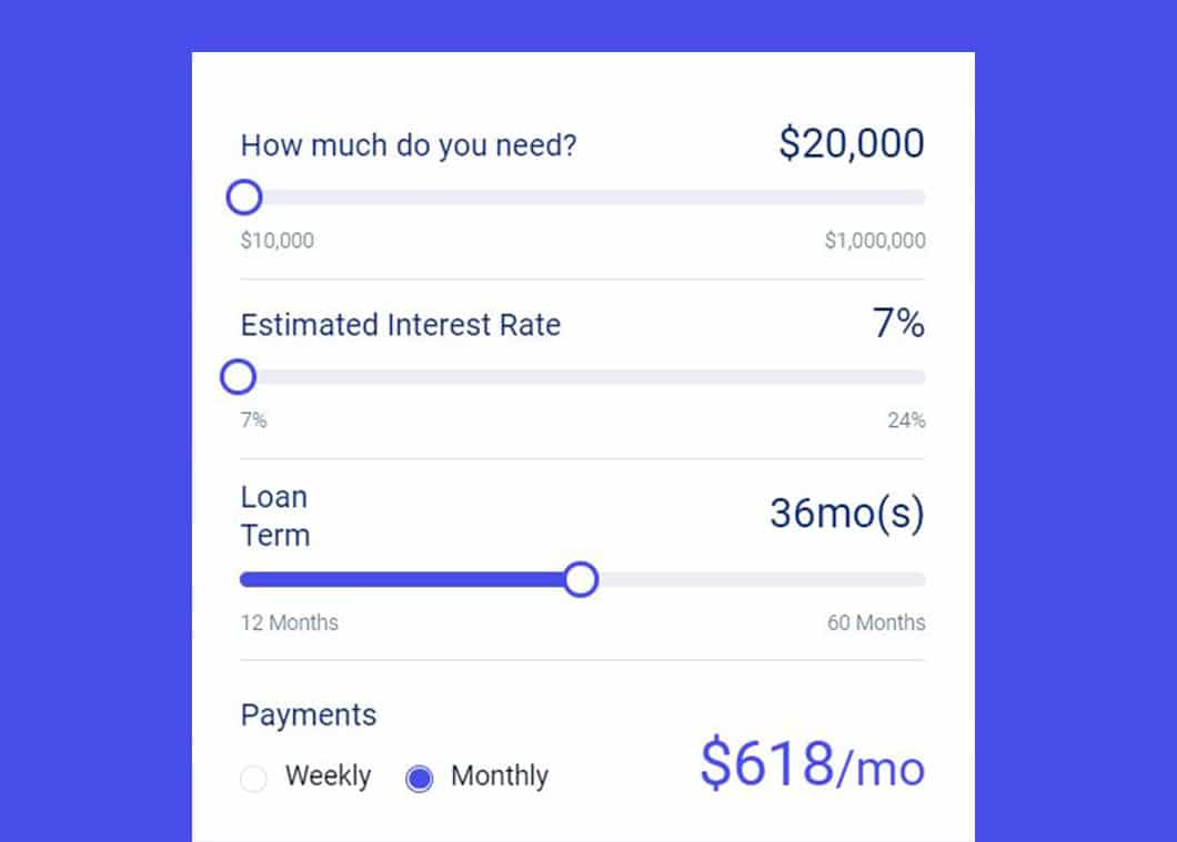 Example of a business loan calculator