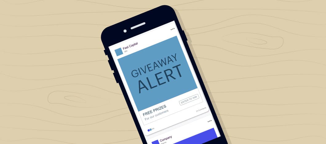Beige background with graphic of a cell phone with a notification that says Giveaway Alert