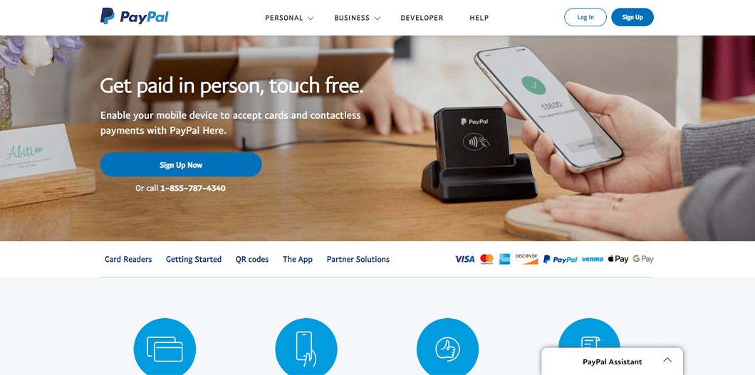 PayPal Here is a payment and credit card scanner app that works no matter where you are in the world.