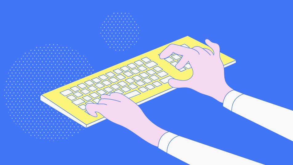 Man typing on a keyboard.