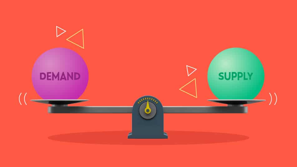 a balanced supply and demand scale