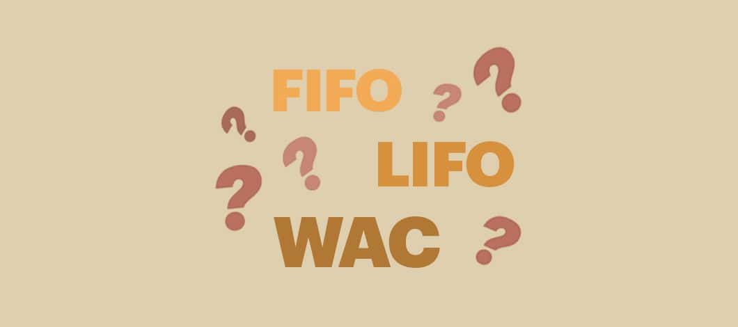 The letters “FIFO,” “LIFO” and “WAC” float about surrounded by question marks.